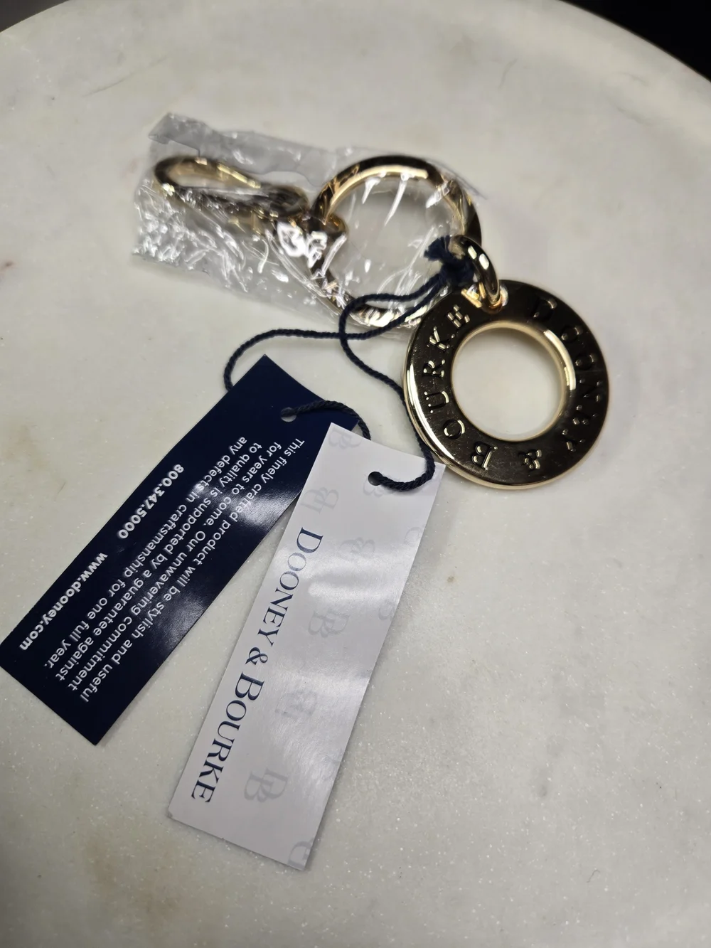 NWT Dooney & Bourke Signature Ring Key Fob Gold Medallion Charm Rare Discontinue